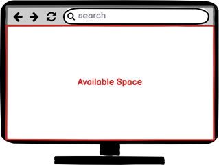 Schematic of a monitor with an open browser. The browser UI takes up the top part of the screen
