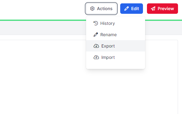 Pop-up window to export a project