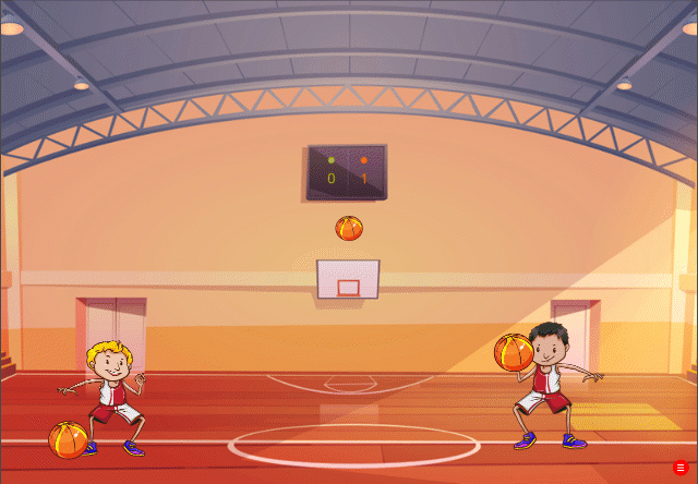 A GIF of a gamified Simon task from the participant's view, mimicking a dodgeball game.