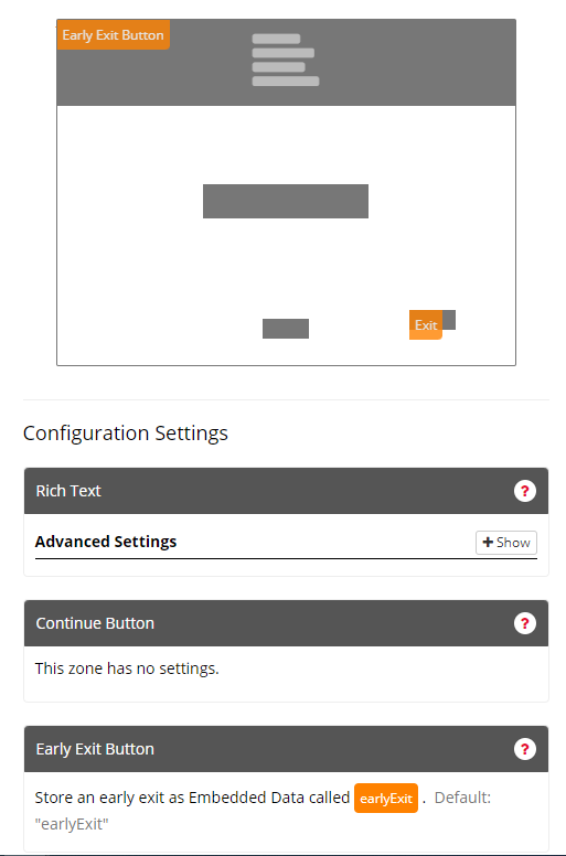 Screenshot of the Early Exit Zone and configuration settings in the Task Builder