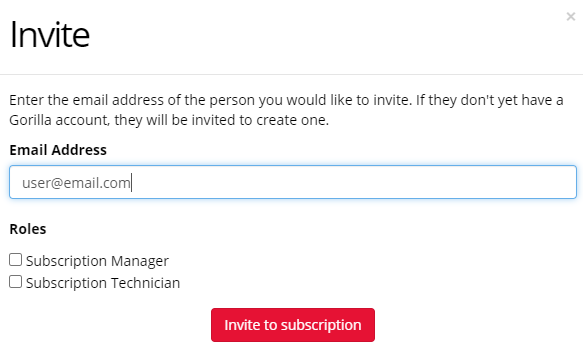 A screenshot of the Invite via Email window.