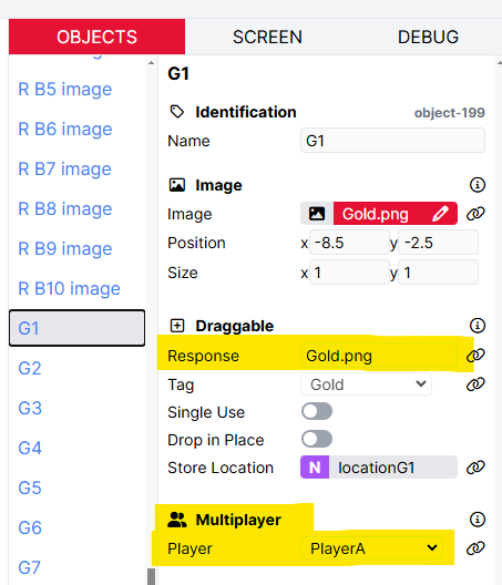 A screenshot of the Draggable component settings.