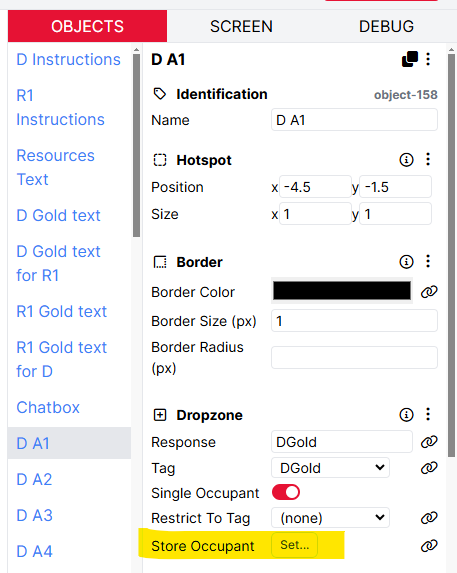 A screenshot of the Dropzone component settings.