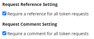 Screenshot of Request Reference Setting and Request Comment Setting tickboxes on the Rules tab