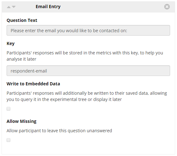 questionnaire widget email entry