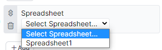 Image showing a Spreadsheet setting with a dropdown menu with available spreadsheets to choose from