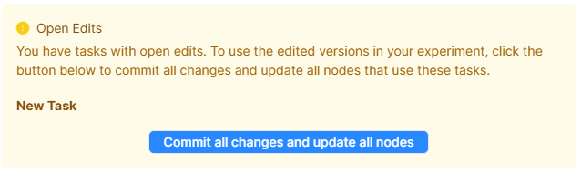 Screenshot of the Commit window with message about tasks with open edits and button to commit edits and update nodes