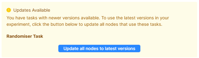 Screenshot of the Commit window with message about tasks with newer versions available and button to update nodes