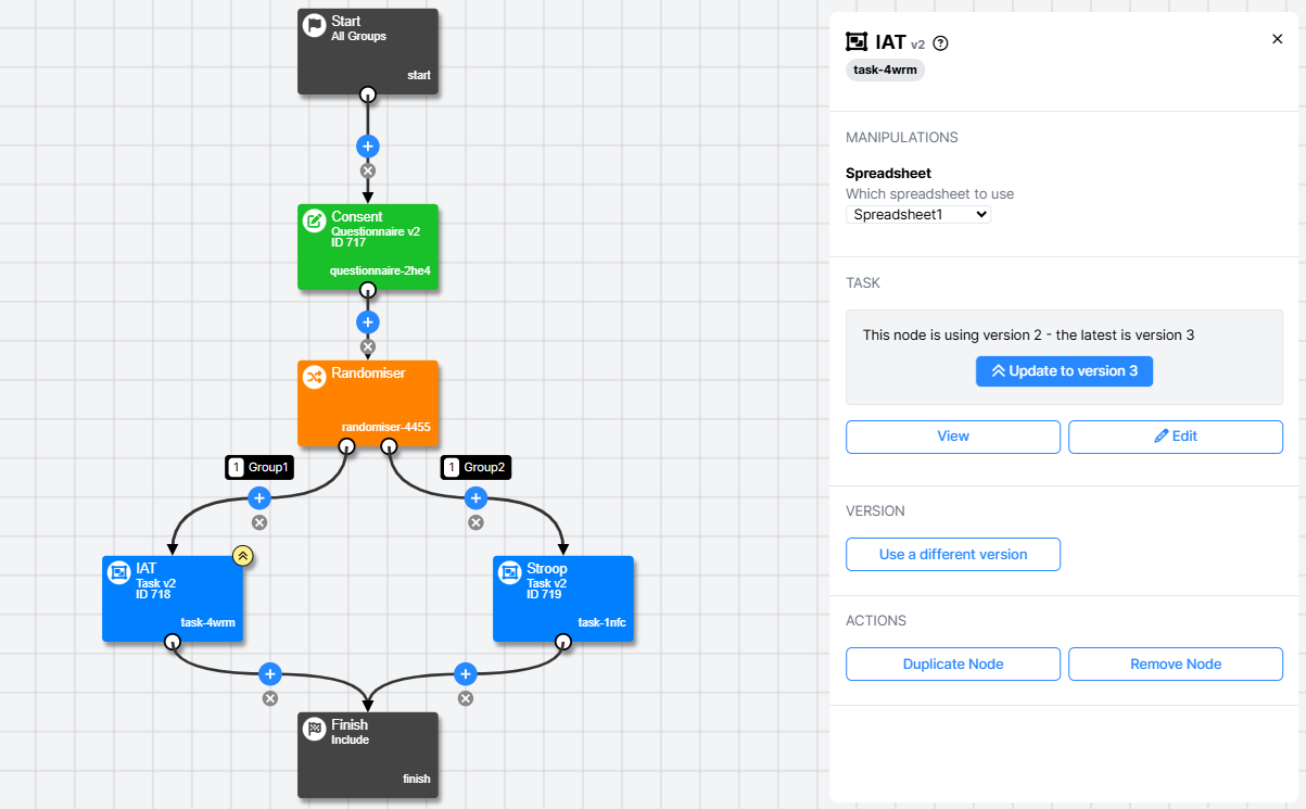 A screenshot of updating an individual node, one at a time. A yellow circle is shown on the node that can be updated.