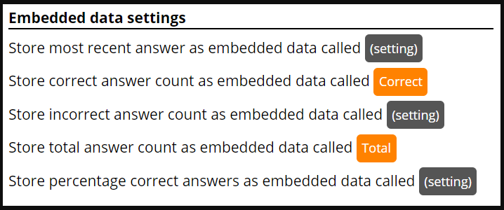 Image of Static Embedded Data settings