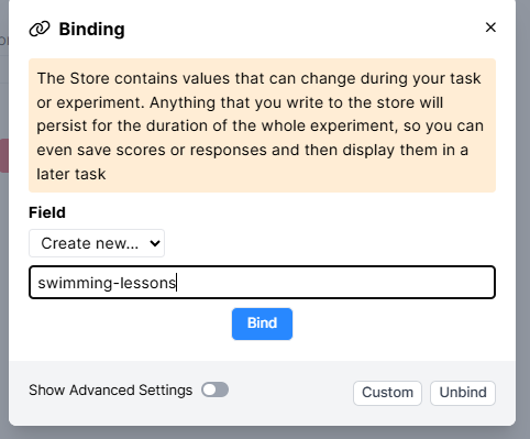 Creating a Field in the Store for saving the response to this question