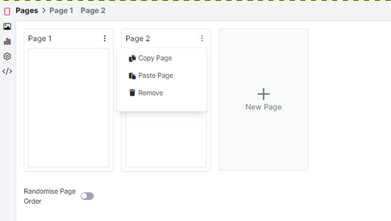 Example of options you have to remove, copy and paste pages