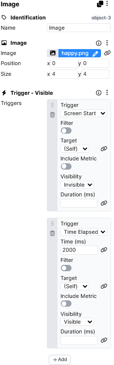 A Screenshot of Trigger Visible components applied to an Image component