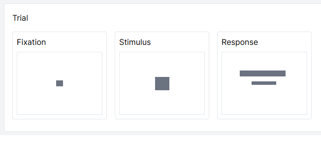 Screenshot of the Practice and Trial displays showing several screens within each