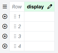 Screenshot of the display column in the spreadsheet. The column has only empty cells