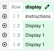 Screenshot of the display column in the spreadsheet. 'Instructions' in the first row is not highlighted in green