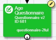 Screenshot of a Questionnaire node open for edit, with a black pencil in a yellow circle at the top right