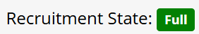 Screenshot of Recruitment State: Full on the Recruitment tab of an experiment