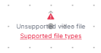 Screenshot of the 'unsupported video file' warning